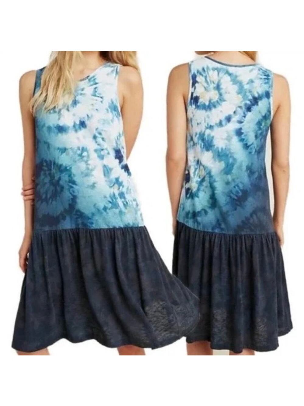 Anthropologie Saturday Sunday Maisie 100% Cotton Tie Dye Dress Drop Waist size S